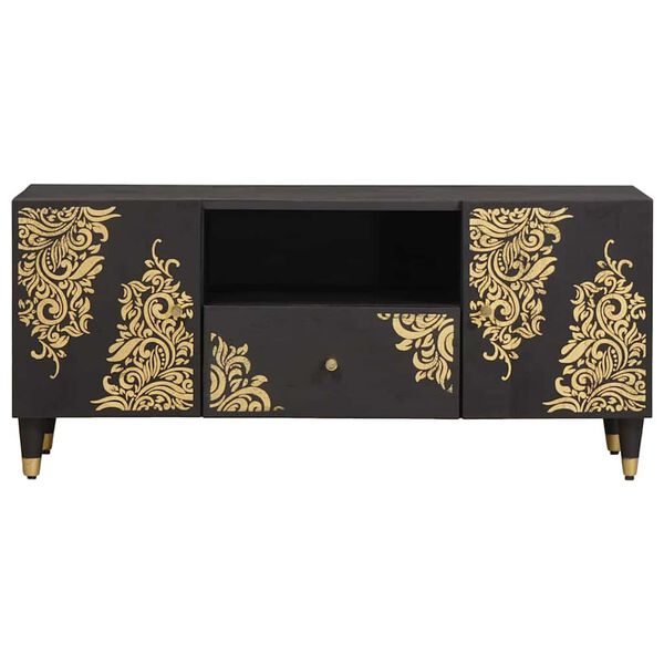 vidaXL Meuble TV Noir 105 x 33 x 46 cm Bois de mangue massif