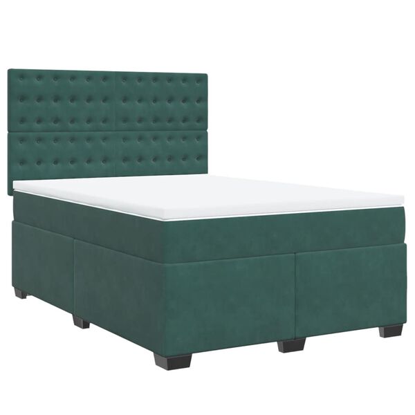 vidaXL Sommier &agrave; lattes de lit et matelas Vert fonc&eacute; 160x200cm Velours