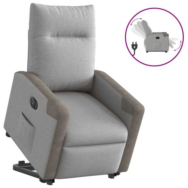 vidaXL Fauteuil inclinable &eacute;lectrique gris nuage tissu