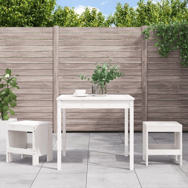 vidaXL Ensemble de bistrot de jardin 3 pcs blanc bois de pin massif