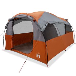 vidaXL Tente familiale tunnel 6 personnes gris et orange imperm&eacute;able