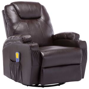 vidaXL Fauteuil &agrave; bascule de massage Marron Similicuir