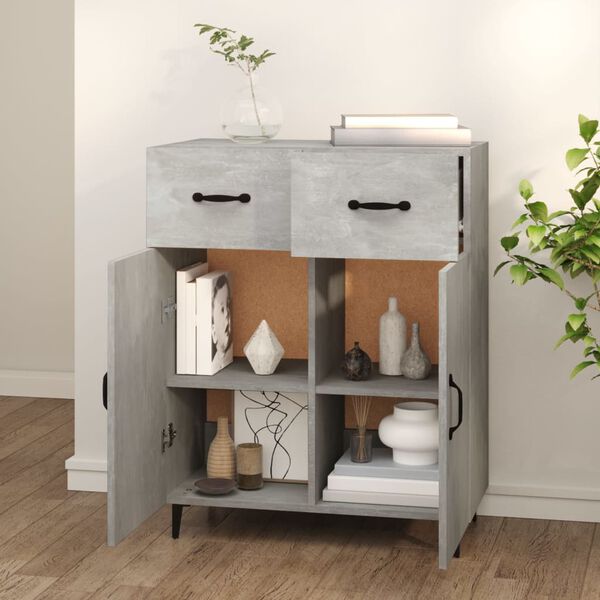 vidaXL Buffet gris béton 69,5x34x90 cm bois d'ingénierie