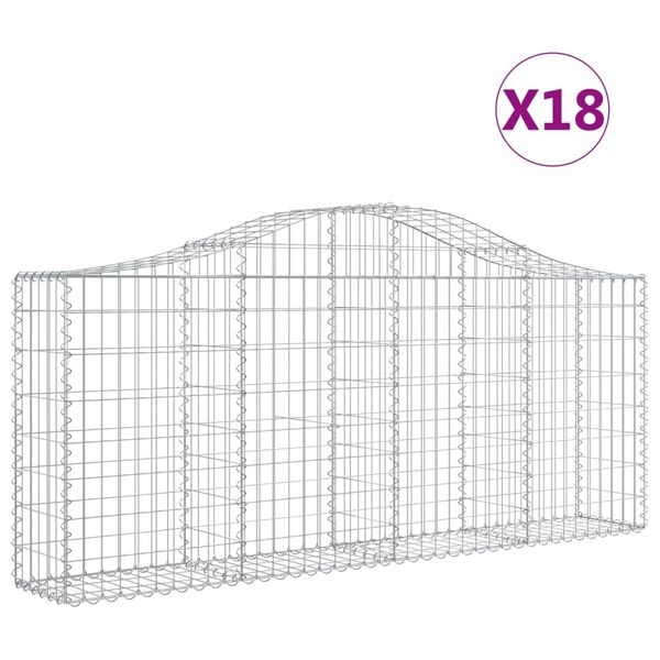 vidaXL Paniers &agrave; gabions arqu&eacute;s 18 pcs 200x30x80/100 cm Fer galvanis&eacute;