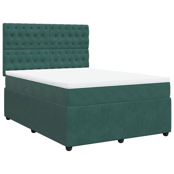 vidaXL Sommier &agrave; lattes de lit et matelas Vert fonc&eacute; 160x200cm Velours