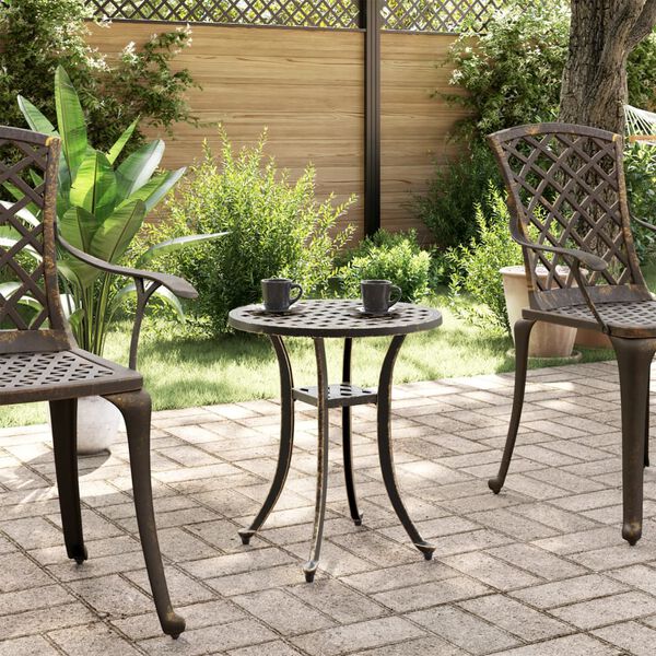vidaXL Table de jardin bronze Ø48x53 cm aluminium coulé