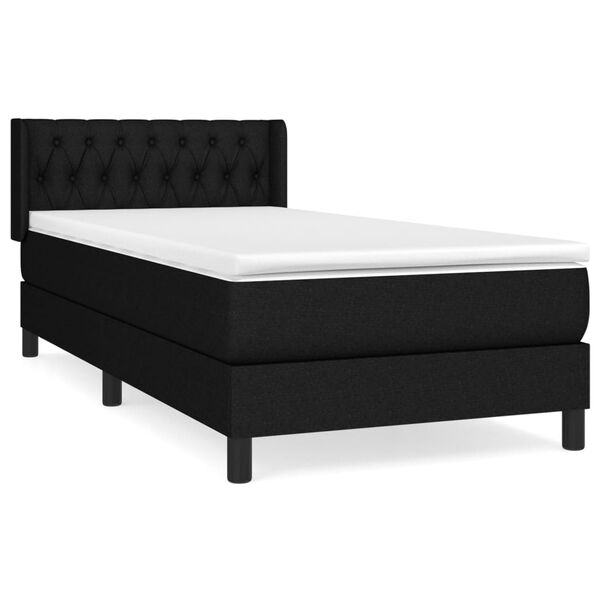 vidaXL Sommier &agrave; lattes de lit avec matelas Noir 100x200 cm Tissu