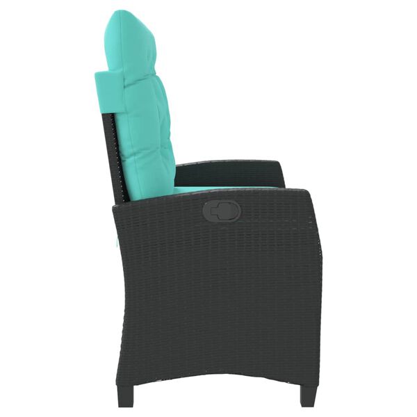 vidaXL Banc inclinable de jardin avec coussins noir r&eacute;sine tress&eacute;e