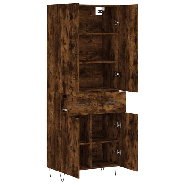 vidaXL Buffet haut Ch&ecirc;ne fum&eacute; 69,5x34x180 cm Bois d'ing&eacute;nierie