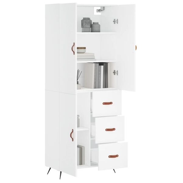vidaXL Buffet haut Blanc 69,5x34x180 cm Bois d'ing&eacute;nierie