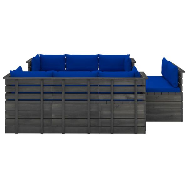 vidaXL Salon palette de jardin 9 pcs avec coussins Bois de pin massif