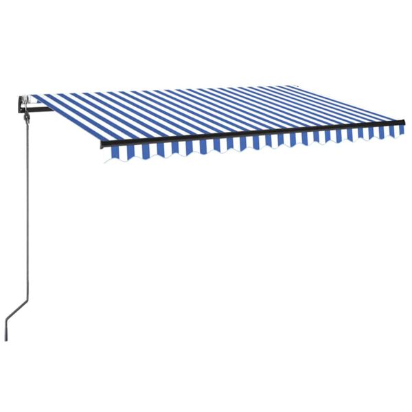 vidaXL Auvent automatique capteur de vent/LED 300x250 cm Bleu et blanc