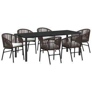 vidaXL Ensemble de salle &agrave; manger pour jardin 7 pcs Marron