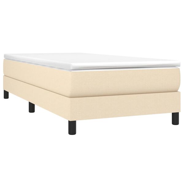 vidaXL Sommier &agrave; lattes de lit avec matelas Cr&egrave;me 100x200 cm Tissu
