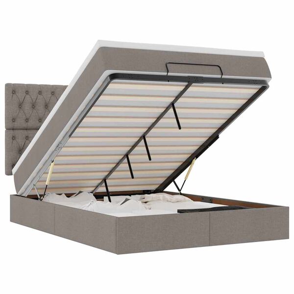 VidaXL Cadre de lit ottoman avec matelas taupe 140x190 cm tissu