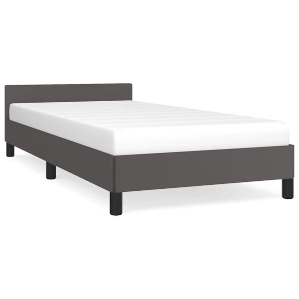 vidaXL Cadre de lit avec t&ecirc;te de lit sans matelas gris 90x200 cm