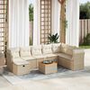 vidaXL Salon de jardin avec coussins 9 pcs beige r&eacute;sine tress&eacute;e