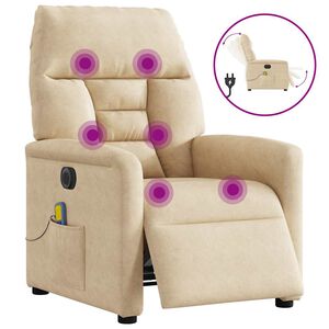 vidaXL Fauteuil inclinable de massage &eacute;lectrique cr&egrave;me