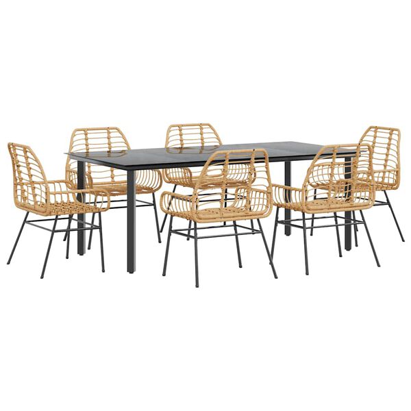 vidaXL Ensemble &agrave; manger jardin 7pcs marron rpoly otin verre