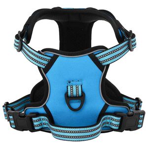 vidaXL Harnais pour chien avec laisse et collier r&eacute;glables bleu L