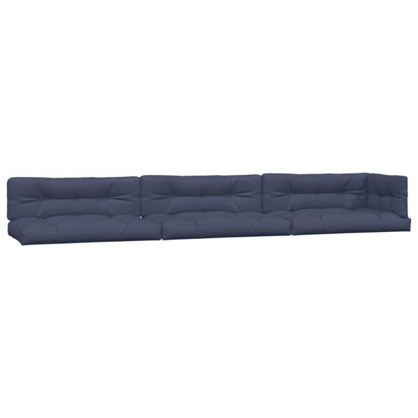 vidaXL Coussins palette lot de 7 tissu bleu marine