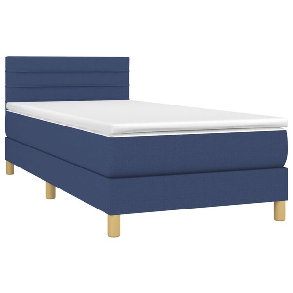 vidaXL Sommier &agrave; lattes de lit avec matelas Bleu 90x200 cm Tissu