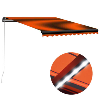 vidaXL Auvent manuel rétractable avec LED 300x250 cm Orange et marron