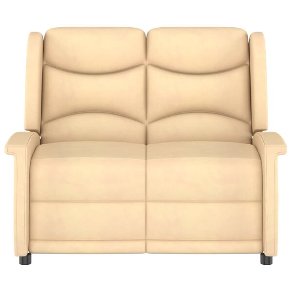 vidaXL Fauteuil de massage inclinable 2 places crème tissu microfibre