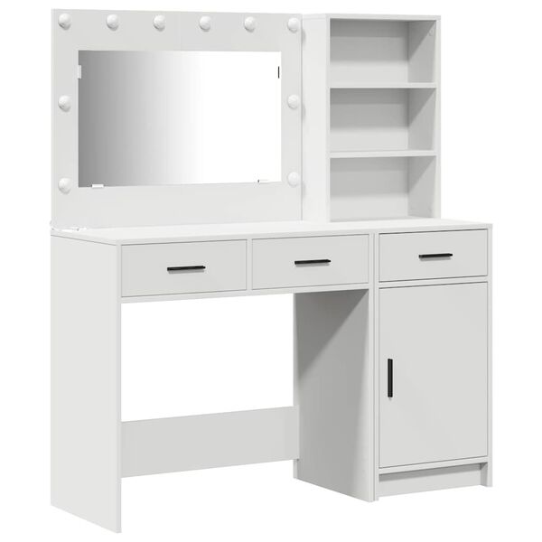 vidaXL Table de Toilette avec tiroir 2 pcs Blanc Bois d'ing&eacute;nierie
