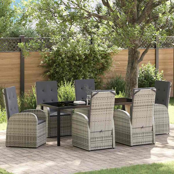 vidaXL Ensemble de salle &agrave; manger pour jardin 7 pcs Gris polyrotin