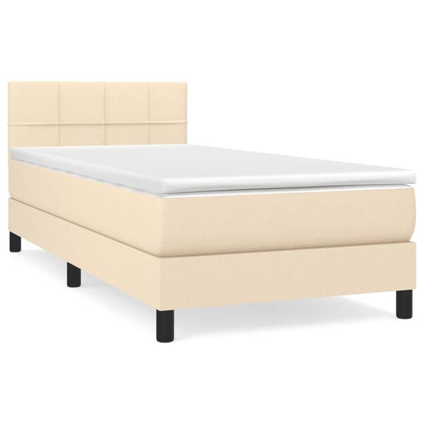 vidaXL Sommier &agrave; lattes de lit avec matelas Cr&egrave;me 90x200 cm Tissu