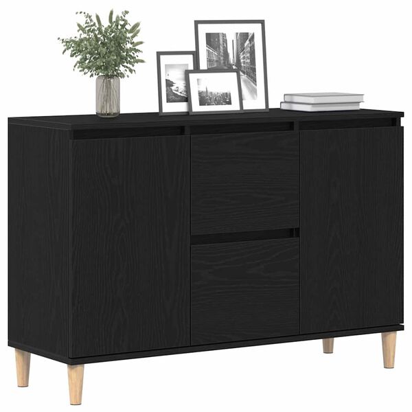 vidaXL Buffet avec tiroir Noir 102 x 35 x 60 cm Bois d'ing&eacute;nierie