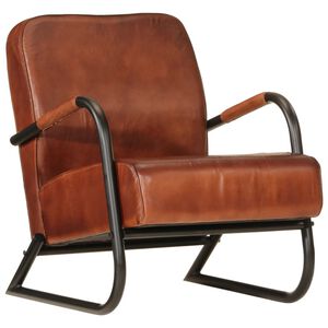 vidaXL Fauteuil marron cuir v&eacute;ritable