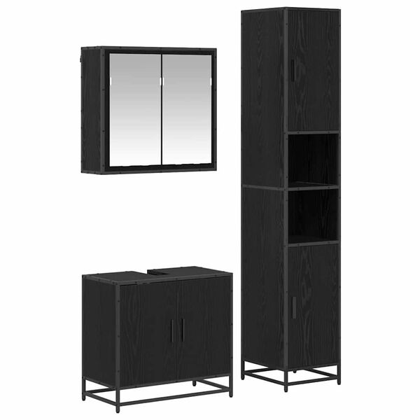 vidaXL Ensemble de mobilier de salle de bain 3 pcs Ch&ecirc;ne noir
