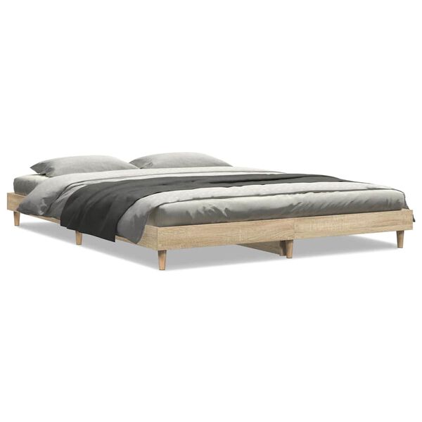 vidaXL Cadre de lit sans matelas chêne sonoma 135x190 cm