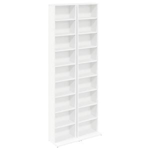vidaXL Meuble CD 2 pc Blanc 33 x 23,5 x 175 cm Bois d'ing&eacute;nierie