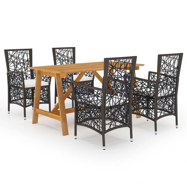 vidaXL Ensemble &agrave; manger de jardin 5 pcs Marron