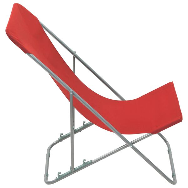 vidaXL Chaises de plage pliables lot de 2 Acier et tissu oxford Rouge