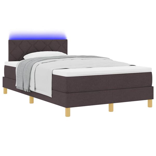 vidaXL Lit &agrave; ressort LED avec matelas Marron fonc&eacute; 120 x 200 cm tissu