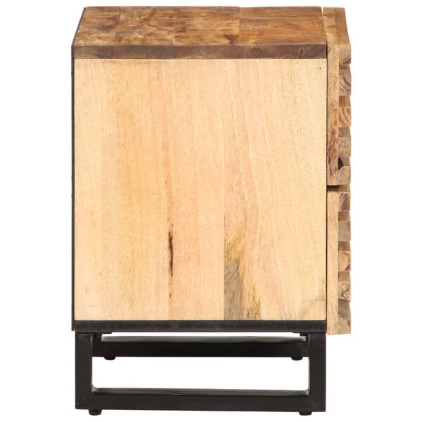 vidaXL Table de chevet 40x34x46 cm bois de manguier massif brut