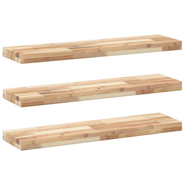 vidaXL &Eacute;tag&egrave;res flottantes 3 pcs 80x20x4 cm acacia massif non trait&eacute;