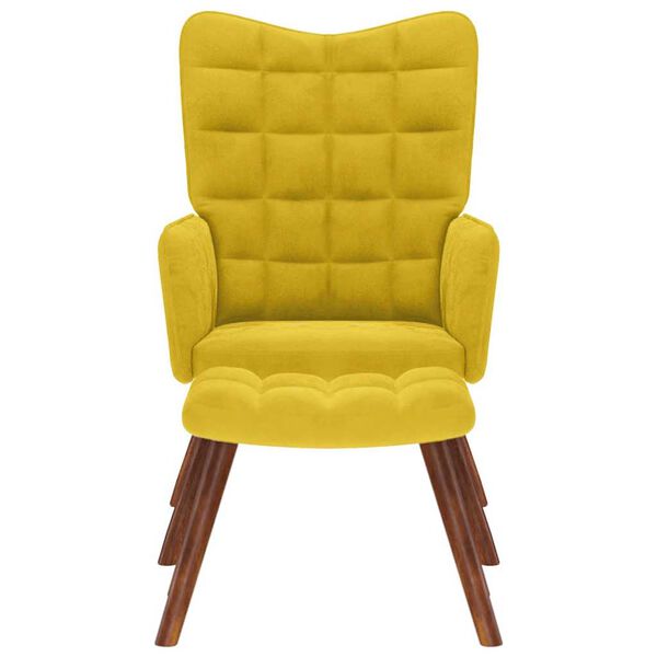 vidaXL Fauteuil relax avec tabouret en velours jaune