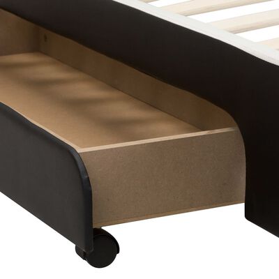 vidaXL Cadre de lit avec tiroirs Noir Similicuir 140 x 200 cm