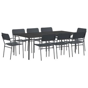 vidaXL Ensemble de salle &agrave; manger 9 pc Anthracite Acier