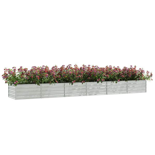 vidaXL Lit sur&eacute;lev&eacute; de jardin 480x80x45 cm Acier galvanis&eacute; Argent&eacute;