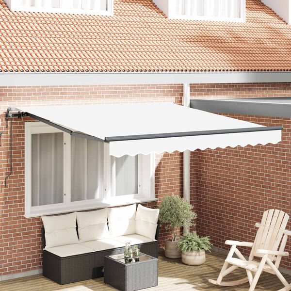 vidaXL Auvent R&eacute;tractable Blanc 350 x 250 cm Tissu et Aluminium