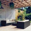 vidaXL Salon de jardin 7 pcs avec coussins R&eacute;sine tress&eacute;e Noir