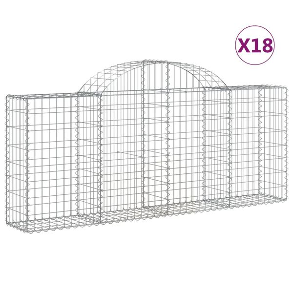 vidaXL Paniers à gabions arqués 18 pcs 200x30x80/100 cm Fer galvanisé