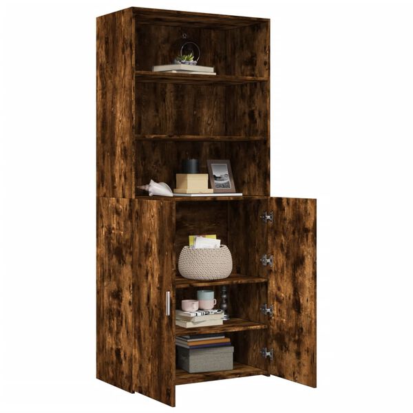 vidaXL Buffet haut chêne fumé 80x42,5x185 cm bois d'ingénierie