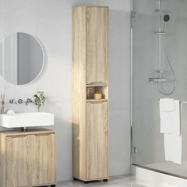vidaXL Cabinet de salle de bain Ch&ecirc;ne Sonoma 30,5 x 30 x 195 cm